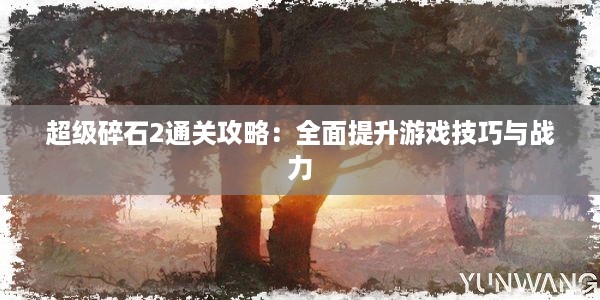 超级碎石2通关攻略：全面提升游戏技巧与战力