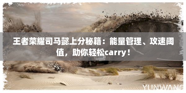 王者荣耀司马懿上分秘籍：能量管理、攻速阈值，助你轻松carry！