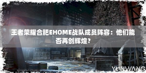 王者荣耀合肥EHOME战队成员阵容：他们能否再创辉煌？