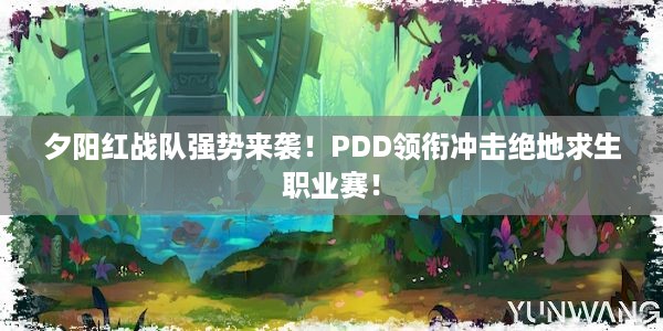 夕阳红战队强势来袭！PDD领衔冲击绝地求生职业赛！