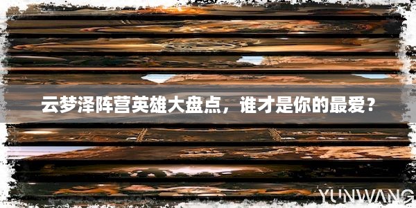 云梦泽阵营英雄大盘点，谁才是你的最爱？