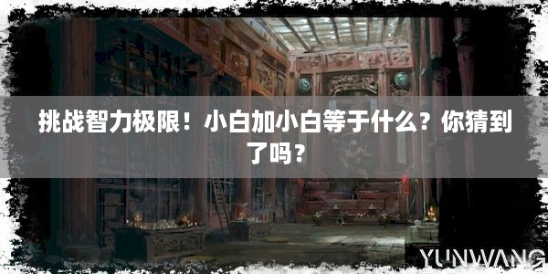 挑战智力极限！小白加小白等于什么？你猜到了吗？