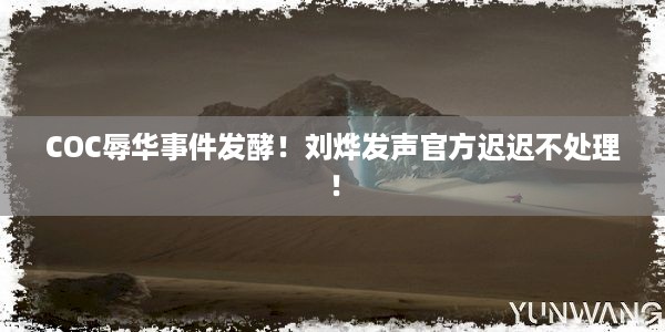 COC辱华事件发酵！刘烨发声官方迟迟不处理！