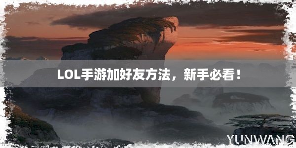 LOL手游加好友方法，新手必看！