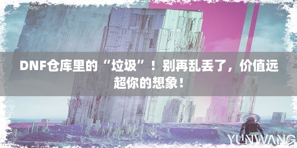 DNF仓库里的“垃圾”！别再乱丢了，价值远超你的想象！