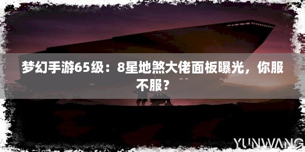 梦幻手游65级：8星地煞大佬面板曝光，你服不服？