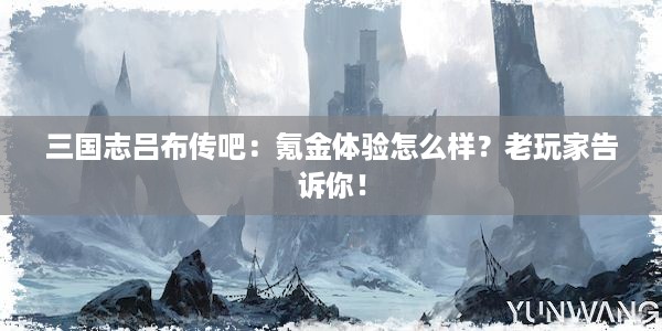 三国志吕布传吧：氪金体验怎么样？老玩家告诉你！