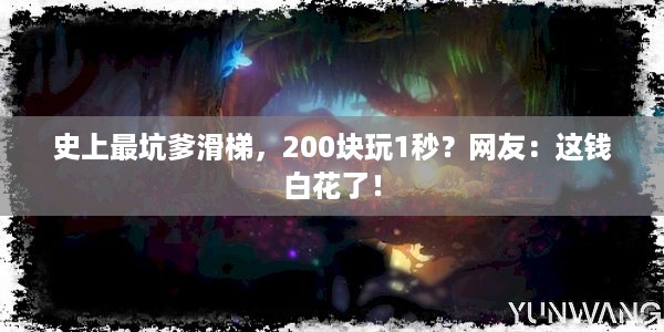 史上最坑爹滑梯，200块玩1秒？网友：这钱白花了！