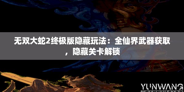 无双大蛇2终极版隐藏玩法：全仙界武器获取，隐藏关卡解锁