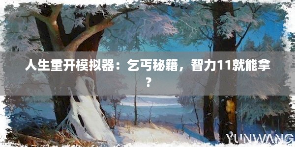 人生重开模拟器：乞丐秘籍，智力11就能拿？